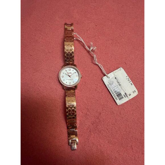 Coach Delancey Silver Dial Rose Gold Steel Strap Watch For Women - Picture 1 of 6
